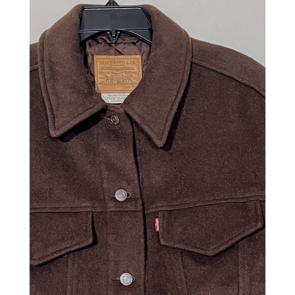 Levi's Brown Wool Blend Baby Bubble Pockets Button Oversized Trucker Jacket - Picture 16 of 16
